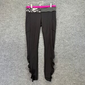 Lululemon Tight Stuff Tight II Womens 8 Black Ruffle Hem Leggings Yoga Pants